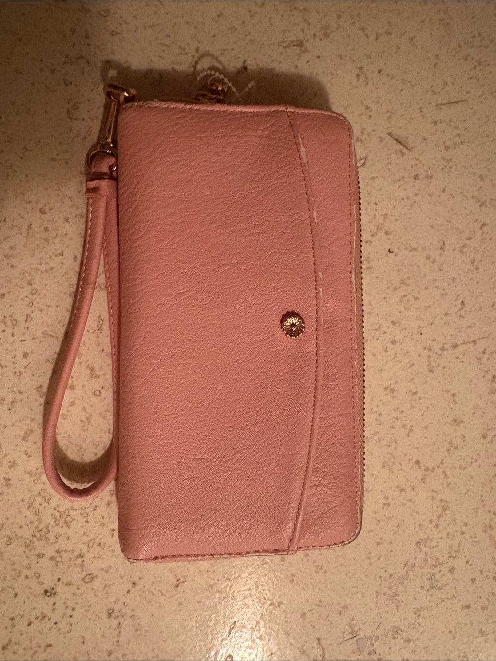 Blush Pink Wristlet Wallet - Women's Soft Faux Leather